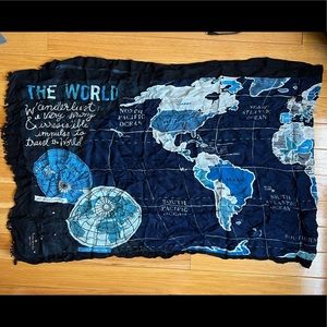 Kate spade map pattern blue winter scarf appx 25x60